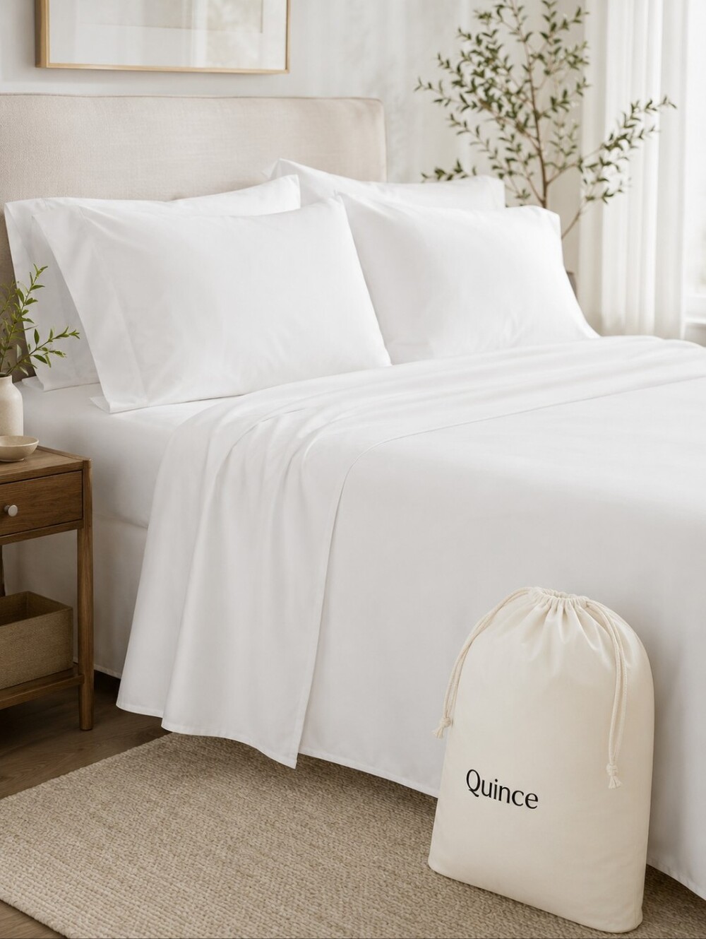 Quince Organic Bamboo King Sheet Set White 4 Piece NWT